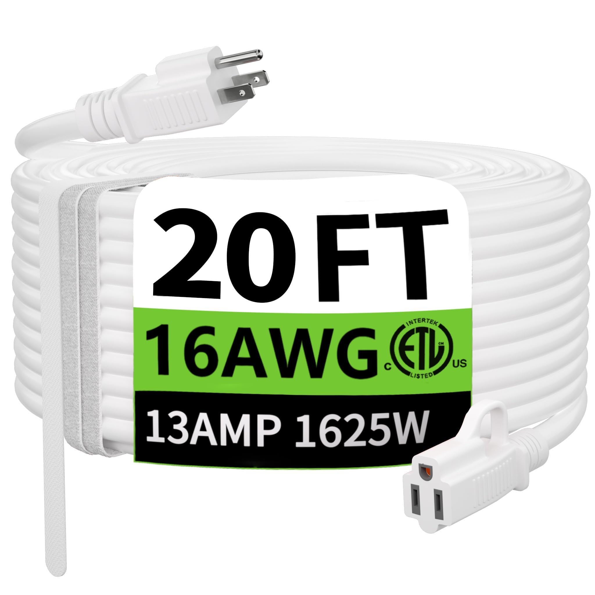 HUANCHAIN Indoor Outdoor Black Extension Cord 50 ft Waterproof, 16/3 Gauge Flexible Resistant Appliance Extension Cord Outside, 13A 1625W 16AWG SJTW, 3 Prong Heavy Duty Electric Cable, ETL Listed